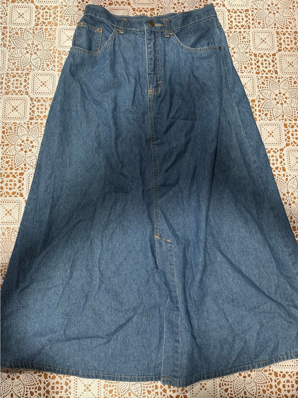 Vintage Kayo California Denim Maxi Skirt 100% Cotton A-Line Size 4